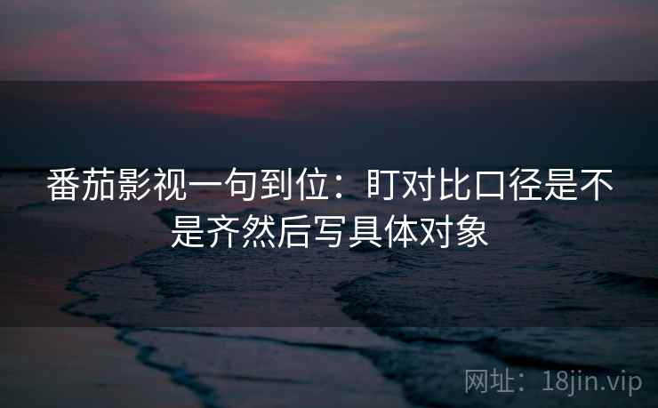 番茄影视一句到位：盯对比口径是不是齐然后写具体对象
